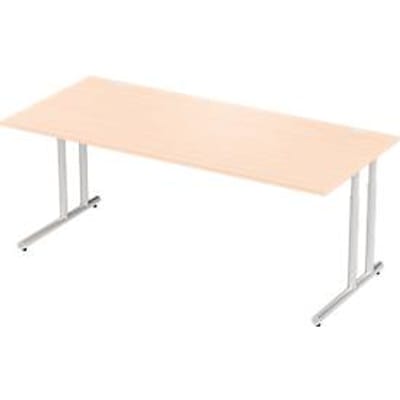 Schäfer Shop Select Desk COMBITEC, rechthoekig, C-poot, B 2000 x D 1000 x H 677-817 mm, ahorn/wit aluminium