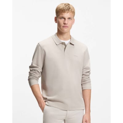 BOSS Petempestolong Long Sleeve Polo Ecru - Maat XXL - Heren - Longsleeve polo