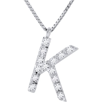 Ketting Diamonds 0.07 Cts letter van het alfabet "K" witte goud 18 Karaat
