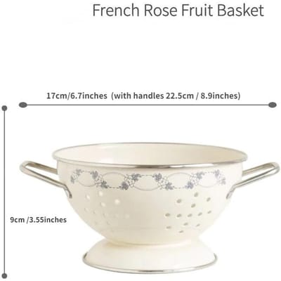 7 INCH Roze Bloemmotief Fruitschaal Keuken Afdruipmand voor Groenten Fruit Wassen met Handvatten Dessert Serveerschaal