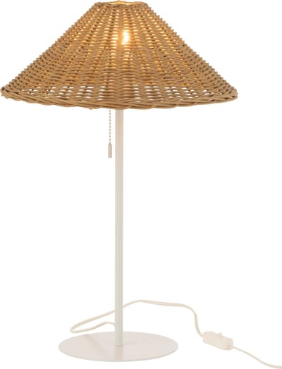 J-Line tafellamp - metaal/rotan - wit/naturel
