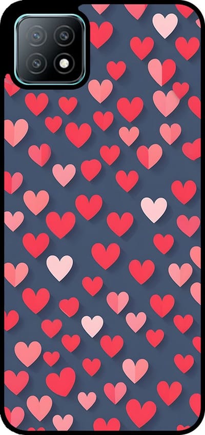 Smartphonica Telefoonhoesje Geschikt voor Oppo A53 5G / A72 5G / A73 5G met Roze en Rode Hartjes Opdruk - TPU Backcover Case With Rosé and Red Heart Design geschikt voor Oppo A53 5G;Oppo A72 5G;Oppo A73 5G