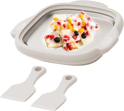 Gerolde Ijsmachine - Dessert Maker - Zelf Desserts Maken - Snelle Vriesplaat - 195 x 252 mm - Wit