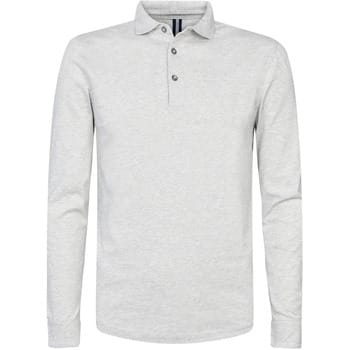 Profuomo Longsleeve Polo Grijs Melange - Maat XXL - Heren