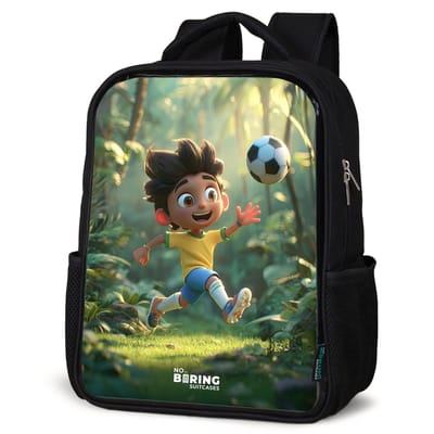 NoBoringSuitcases.com® - Rugzak zwart jongens - Schooltas jongen - NoBoringSuitcases.com® - Rugzak zwart - Schooltas jongen & meisje - Voetbal - Jongen - Bos - Rugtas voor school - Boekentas kind - Schoolrugzak - Kinderrugzak