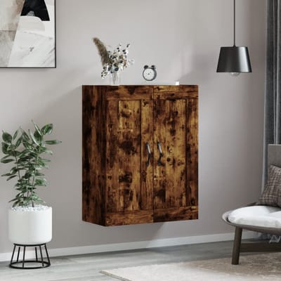 vidaXL - Wandkast - 69,5x34x90 - cm - bewerkt - hout - gerookt - eikenkleurig