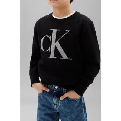 Calvin Klein Boys Monogram Regular Sweater Black Taglia: 6 | Maglioni Outlet | kids | Nero