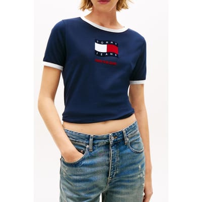 Tommy Hilfiger Tjw Regular Novelty Ring T-shirt Dark Night Navy Größe: XS | Hemden Outlet | Damen | Schwarz