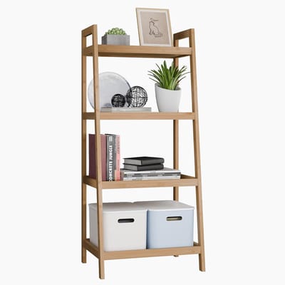 Bamboe Ladder Boekenkast - Multifunctioneel Opbergrek voor Planten, Boeken en Handdoeken - Ruimtebesparende Planken voor Slaapkamer, Keuken, en Badkamer