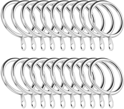 Dailygoods- Gordijnringen 20 Stuks - Metalen Ringen - 45 mm Binnendiameter - Decoratieve Ophanghaken - Flexibel en Veilig - Geschikt voor Gordijnroedes tot 40 mm - Gordijnhaken