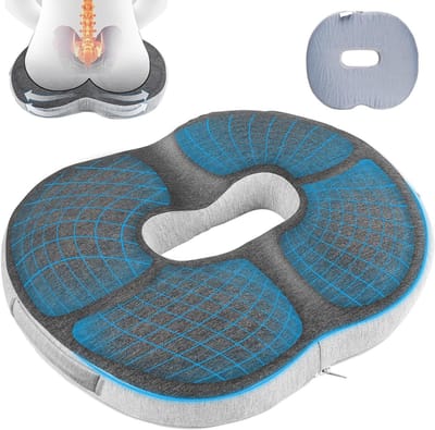Ergonomisch Zitkussen voor Stoelen en Auto's - Orthopedisch Coccyx Kussen tegen Heuppijn en Decubitus - Donkergrijs Comfortabel Kussen voor Thuis en Werk