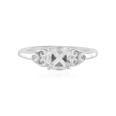 Cavill - Zilveren Ring - 925 Sterling Zilver Geplatineerd - Witte Topaas 1,05 ct - Antiek Kussen Slijpsel - Zirkoon Accent - Elegant