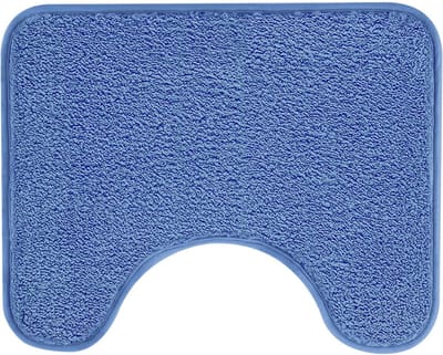 Absorberende toiletmat, antislip extra zachte badkamermat, microvezel pluizig ruig toilettapijt, machinewasbaar, sneldrogende badmat voor badkamer, U-vorm, dik toilettapijt, 50 x 40 cm（Blauw）