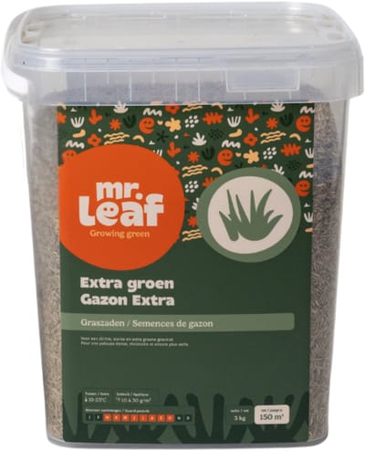 Mr Leaf Extra Groen Graszaad – 3 kg (150 m²) – Hoge Kiemkracht voor Snel Resultaat – Intensieve Belasting – Professionele Kwaltiteit voor thuis