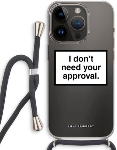 Case Company® - Hoesje met koord geschikt voor iPhone 14 Pro hoesje met Koord - Don't need approval - Telefoonhoesje met Zwart Koord - Bescherming aan alle Kanten en Over de Schermrand