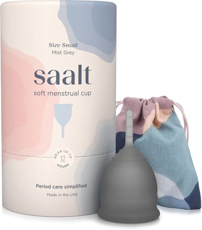 Saalt Soft Menstruatiecup Grijs Small - Herbruikbare Menstruatie Cup van Medisch Siliconen - Tot 12 Uur Bescherming - Duurzaam Alternatief voor Tampons en Maandverband