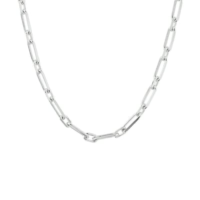zilver gerhodineerd collier paperclip spitse buis 3,5 mm 41 + 4 cm 1333099