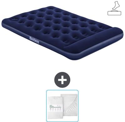 Bestway luchtbed - Twijfelaar - 137 x 191 x 28 cm - Blauw - Inclusief pomp en Hoeslaken