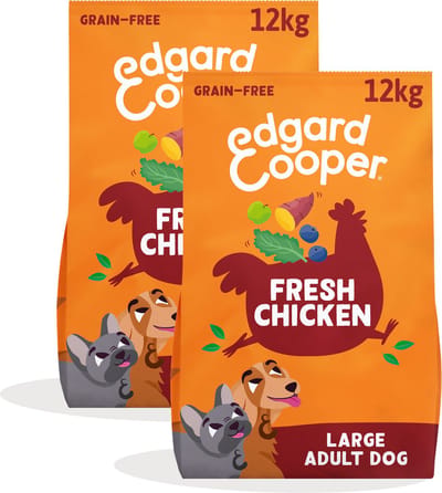 Edgard Cooper 2x Graanvrij Hondenvoer Droog, (Kip 12kg), Natuurlijke Brokken Droog Hondenvoer voor Volwassenen, Glutenvrij, Hypoallergeen, met Vers Vlees & Aminozuren