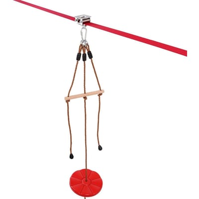 Kit de tyrolienne pour enfants et adultes, Kits de tyrolienne de 65 pieds jusqu'à 330 lb, Tyrolienne d'extérieur pour jardin, installation rapide, Divertissement de aire de jeux avec tyrolienne, Nylon