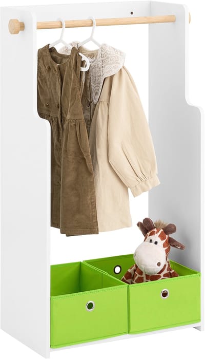 SoBuy KMB109-W Kinderkledingrek - Wit Houtcomposiet met Opbergruimte