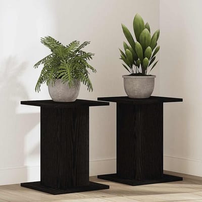 vidaXL - Plantenstand - 2 - st - Zwart - Eiken - 30 - x - 30 - x - 40 - cm - Bewerkt - hout