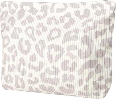 Stijlvolle Make-up Tas voor Vrouwen met Strik - Kleine Cosmetica Tas, Toilettas en Cadeau-optie in Grijs Luipaard Vintage Design