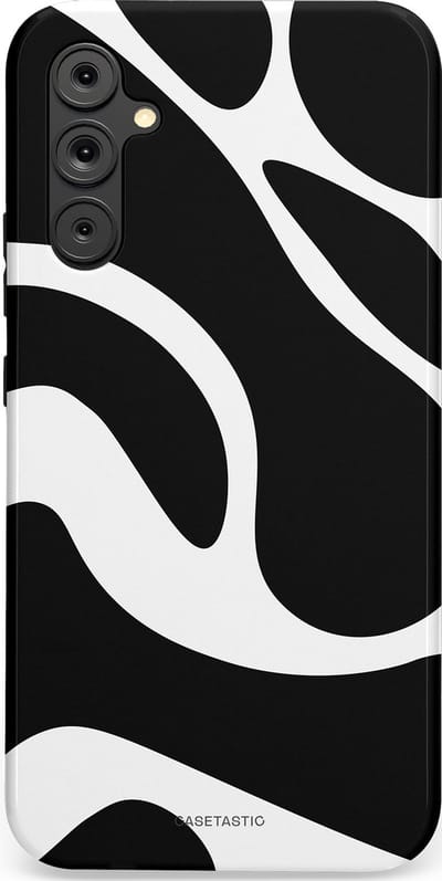 Casetastic Hoesje Geschikt voor Samsung A34 (5G) - Stijlvolle Beschermende Duo-layer Case - Zwart Wit Golven