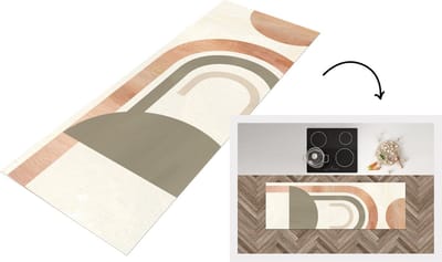 Keukenloper - Loper keuken - Roze - Groen - Design - 150x50 cm - Keukenloper vinyl