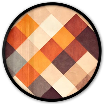 Poster in lijst Rond - Fotolijst 40x40 cm - Posters - Kunst - Patroon - Kleuren - Vakjes - Ronde posterlijst zwart - Decoratie - Wanddecoratie woonkamer - Muurdecoratie slaapkamer