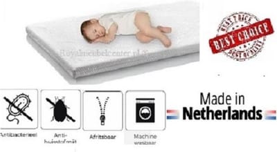 Ledikant babymatras 60x120x10 cm Comfort schuim Anti-allergische Wasbare hoes met rits Royalmeubelcenter.nl ®