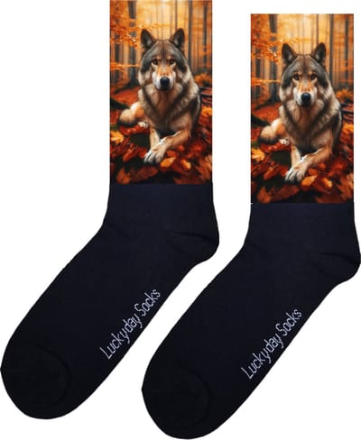 Wolf - Opkikker - Grappige sokken - Valentijn cadeau - Verjaardagscadeau - Sint cadeau - Leuke sokken - Dieren - Vrolijke sokken - Cadeautje - Grappig cadeau - Kerst Sokken - Vaderdag - Moederdag - Kerstcadeau - Herfst - Socks maken Happy - 37-44