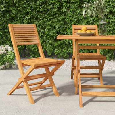 vidaXL - Opklapbare - stoelen, - 2 - stuks, - 47x62x90 - cm, - massief - teakhout