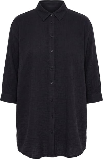 Angel of Style - Dames - Overhemdblouse oversized mousseline 3/4-mouw - Zwart - Maat 52