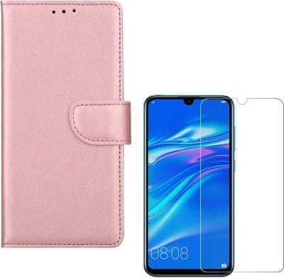 hoesje Geschikt voor: Huawei P Smart 2019 Portemonnee Rose Goud met 2 stuks Glas Screen protector