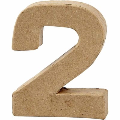 Cijfer, 2, H: 10 cm, B: 8,3 cm, dikte 1,7 cm, 1 stuk