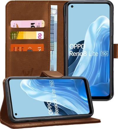 Hoesje geschikt voor Oppo Reno 8 Lite - Portemonnee Book Case Bruin