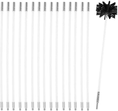Schoorsteenvegerset - Reinigingsset Luchtkanaal - Schoorsteen Reinigen - Flexibele Nylon Borstels - 18 Staven 61cm - Niet gespecificeerd