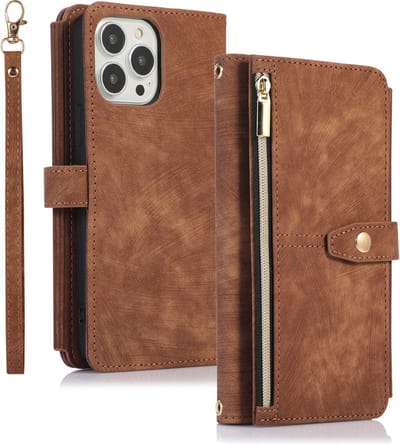 Telefoonhoesje geschikt voor Apple iPhone 14 Plus | PU Leren Bookcase | Pasjeshouder | Tas | Bruin