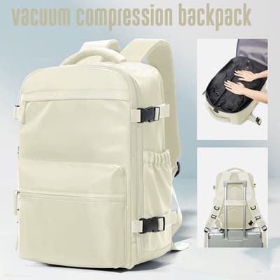 Handbagage 40x30x20 Wit - Vacuum Rugzak - Underseater Tassen - Reistas - Handbagage koffer - Handbagage tas - Reistas Handbagage - Handbagage Rugzak - Reis Rugzak Handbagage - Vacuum rugzak handbagage - 50 liter - GoTRVLGo