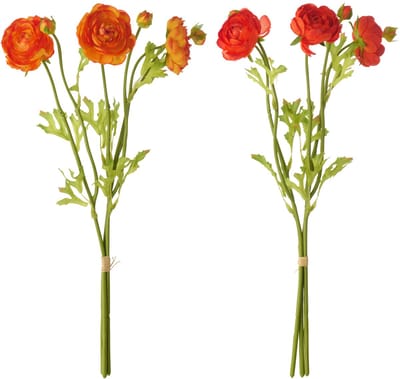 J-Line bundel 3 Ranonkel - textiel - oranje/rood - large - set van 2