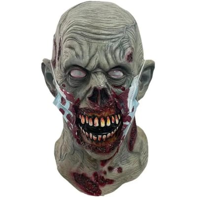 Zombie Hoofddeksel Horror Gezicht Latex Kostuumaccessoires Bloederige Zombie Helm Volledig Gezicht Hoofddeksel 02951 gray