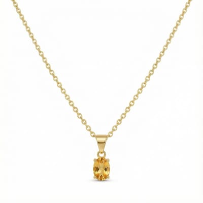 Petit Comité - Ketting Dames Vintage Geboortesteen Citrien November (Goud) - Cadeau Dames