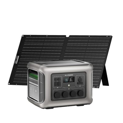 ALLPOWERS R2500-V2 Draagbaar Powerstation 2500W 1920Wh LiFeP04 Accu - R2500-V2 + SE100 Zonnepaneel 100W（IP68）