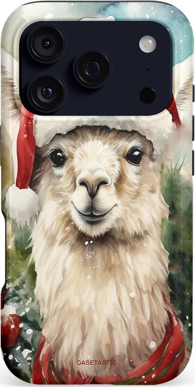 Casetastic hoesje geschikt voor Apple iPhone 17 Pro - MagSafe - Dubbellaagse bescherming - Kerst Lama - Fashion Case - Taupe Lichtgrijs Donkergrijs Saliegroen