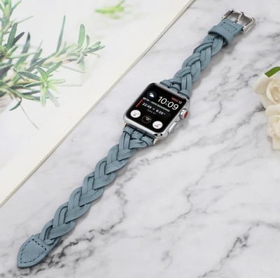 Fungus - Smartwatch bandje - Geschikt voor Apple Watch 38 / 40 / 41 mm - Series 1 2 3 4 5 6 7 8 9 SE iWatch - PU leer - Vlecht - Blauw