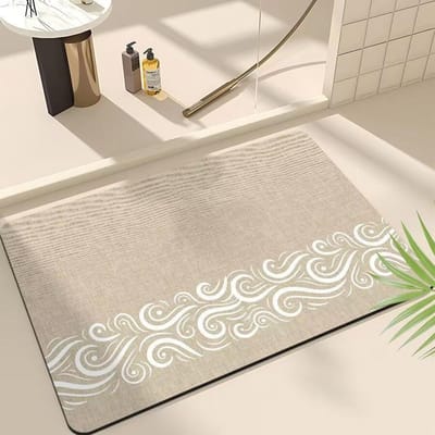 Tapis de sol absorbant en diatomées pour toilettes, tapis de porte de salle de bain à séchage rapide, tapis de porte de toilette mignon et antidérapant 40*60cm white