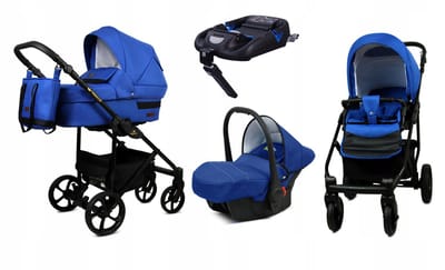 BabyLux® Kinderwagen 4in1 – TRAILUX - SAPPHIRE - Opklapbare Wandelwagen incl. Reiswieg, Multifunctionele Buggy Sportstoel, Autostoel, ISOFIX basisstation - Combi-kinderwagen met Luiertas, Regenhoes, Klamboe