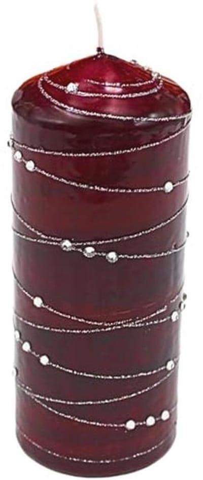 Elegante stompkaars met zilveren streep en edelsteenmotief - Decoratief accessoire voor tafel of woonkamer