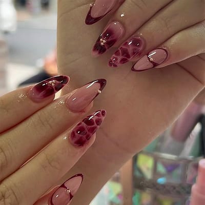Dailygoods- Kunstnagels 24 stuks - Korte Acrylnagels - Bloemenpatroon - Herbruikbaar - Hoogwaardig ABS-Materiaal - Eenvoudige Toepassing - Nepnagels